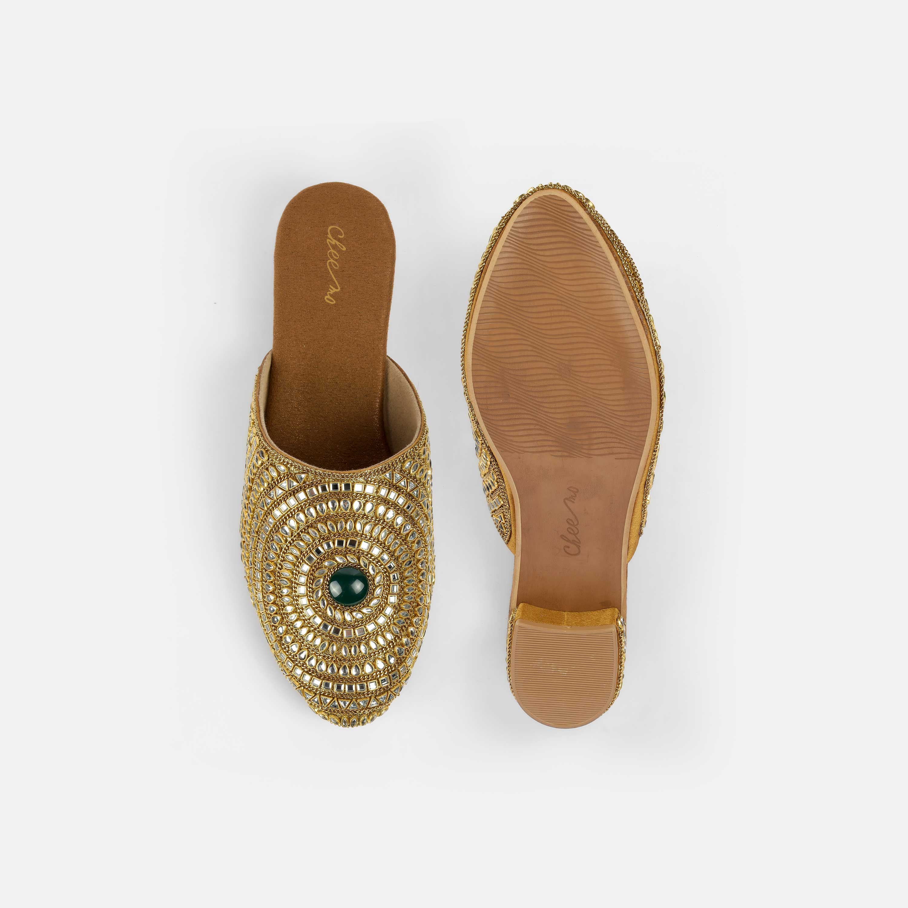 Cheemo Women Antic-gold Wedding Slip Ons (SKU: 92-203-28-37)