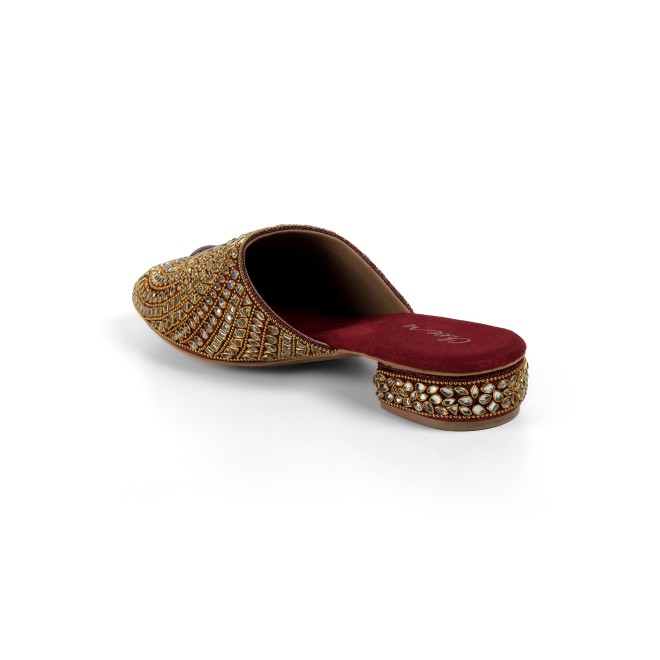 Cheemo Women Maroon Wedding Slip Ons (SKU: 92-203-44-36)