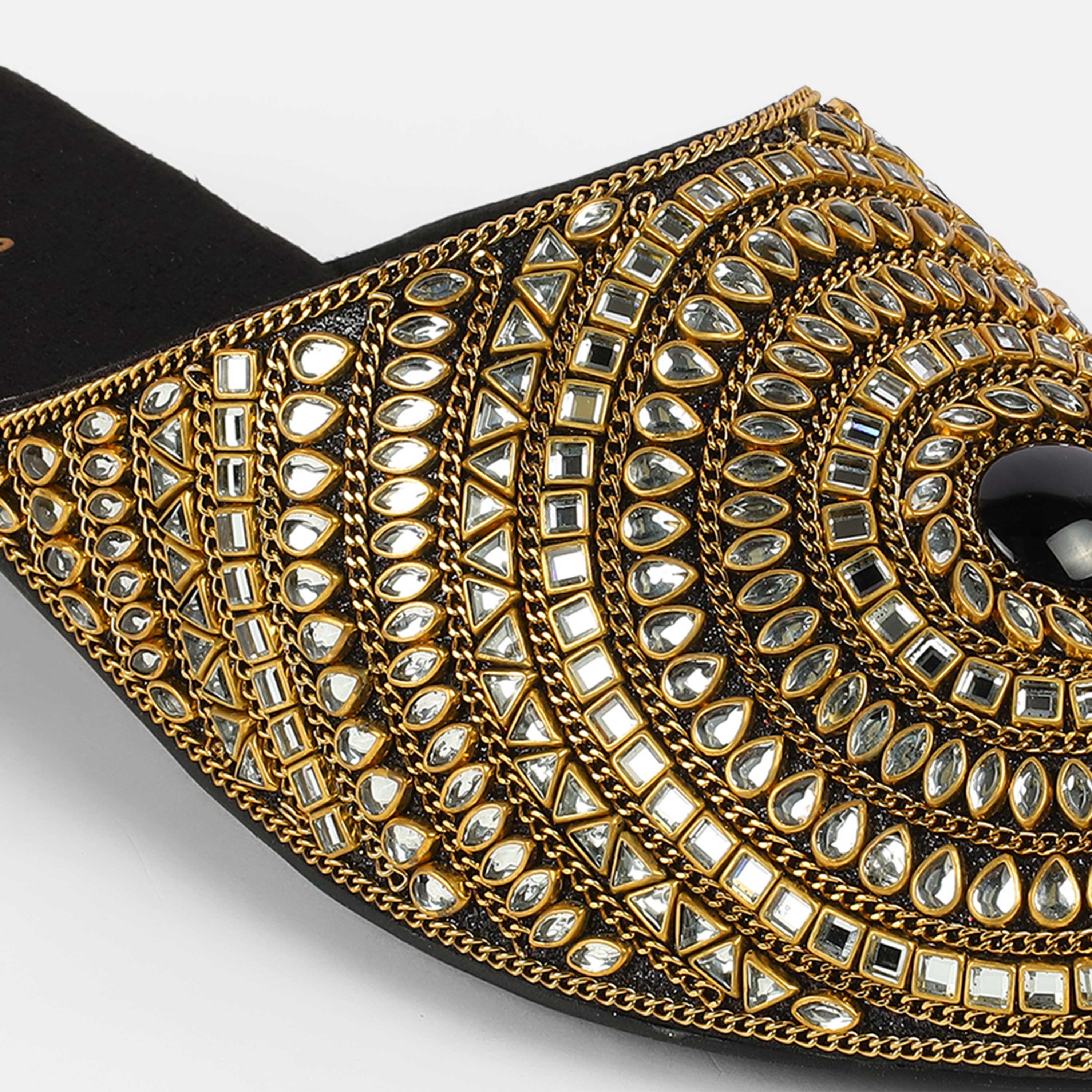 Cheemo Women Black Wedding Slip Ons (SKU: 92-203-11-37)