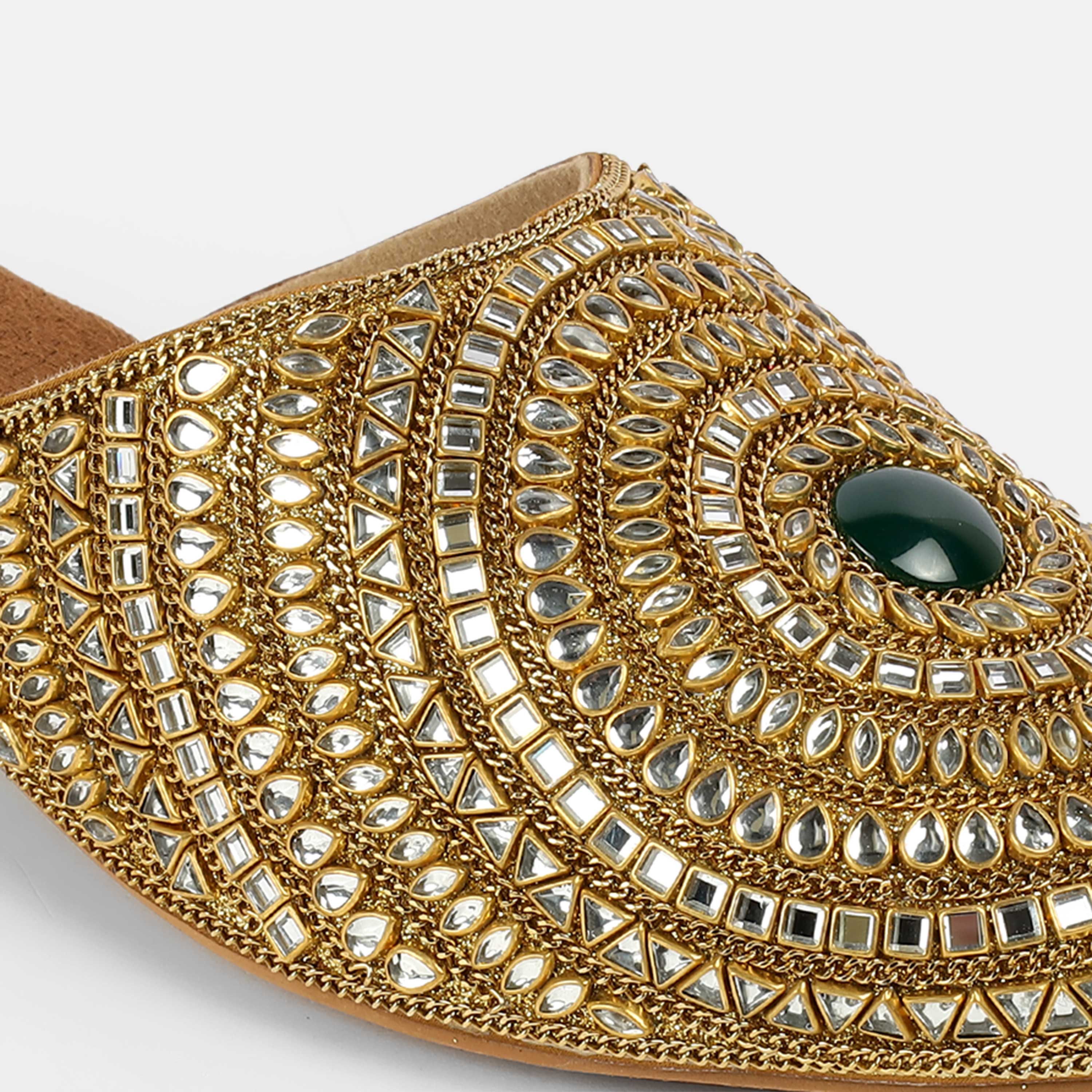 Cheemo Women Antic-gold Wedding Slip Ons (SKU: 92-203-28-37)