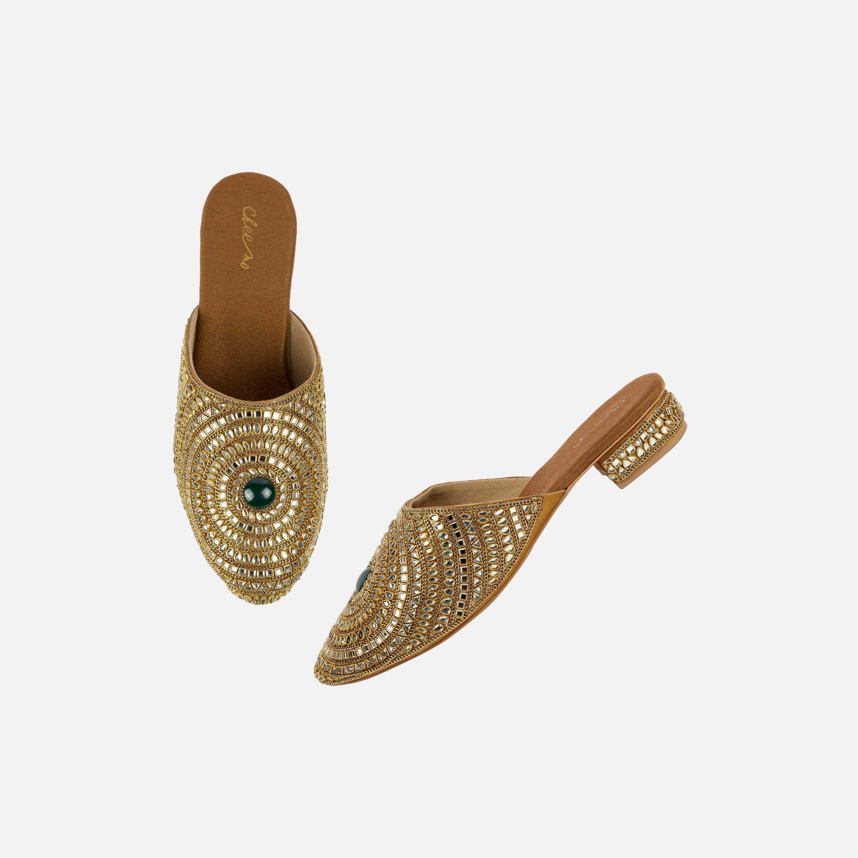 Cheemo Women Antic-gold Wedding Slip Ons (SKU: 92-203-28-37)