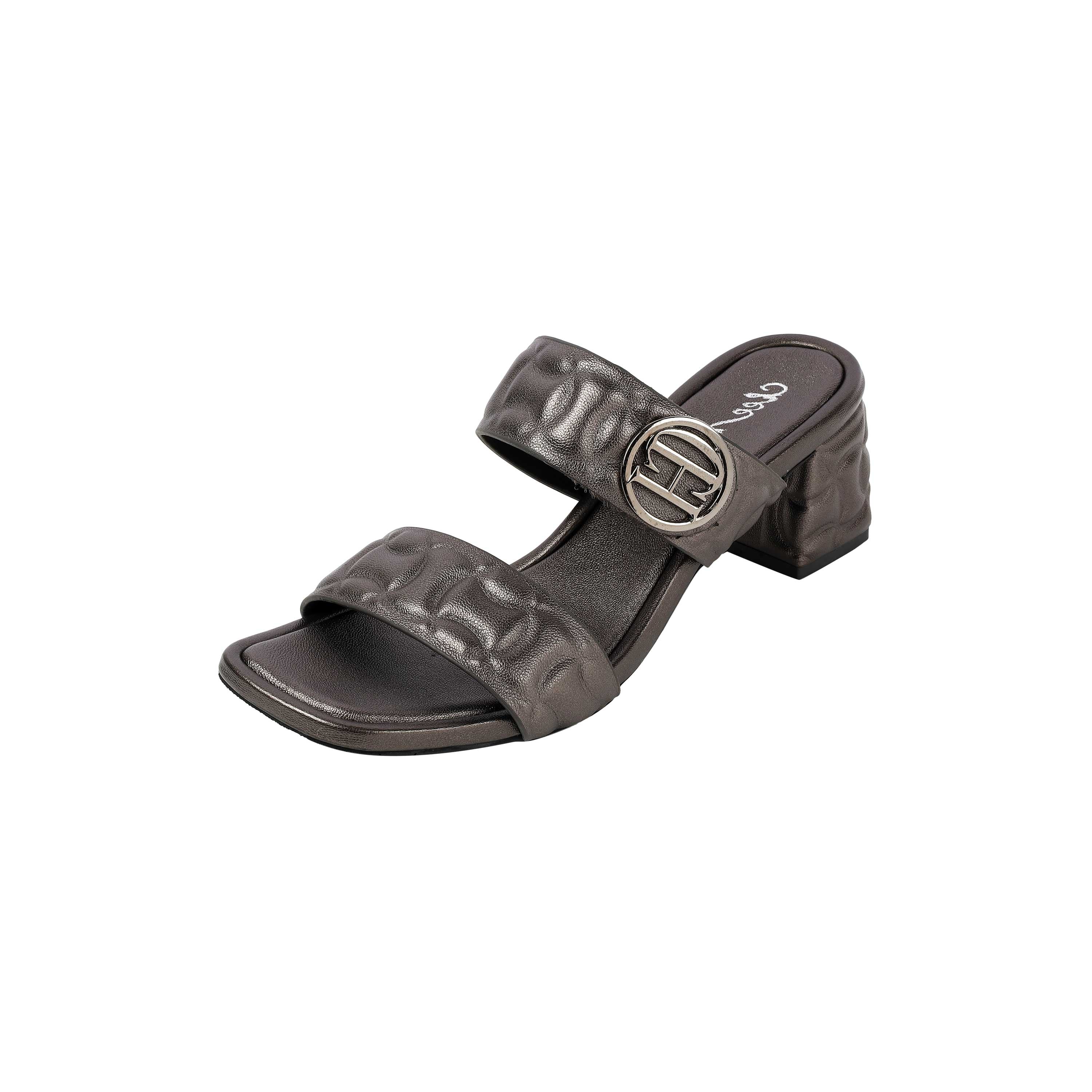 Cheemo Women Gun-metal Casual Slip Ons (SKU: 92-209-29-37)