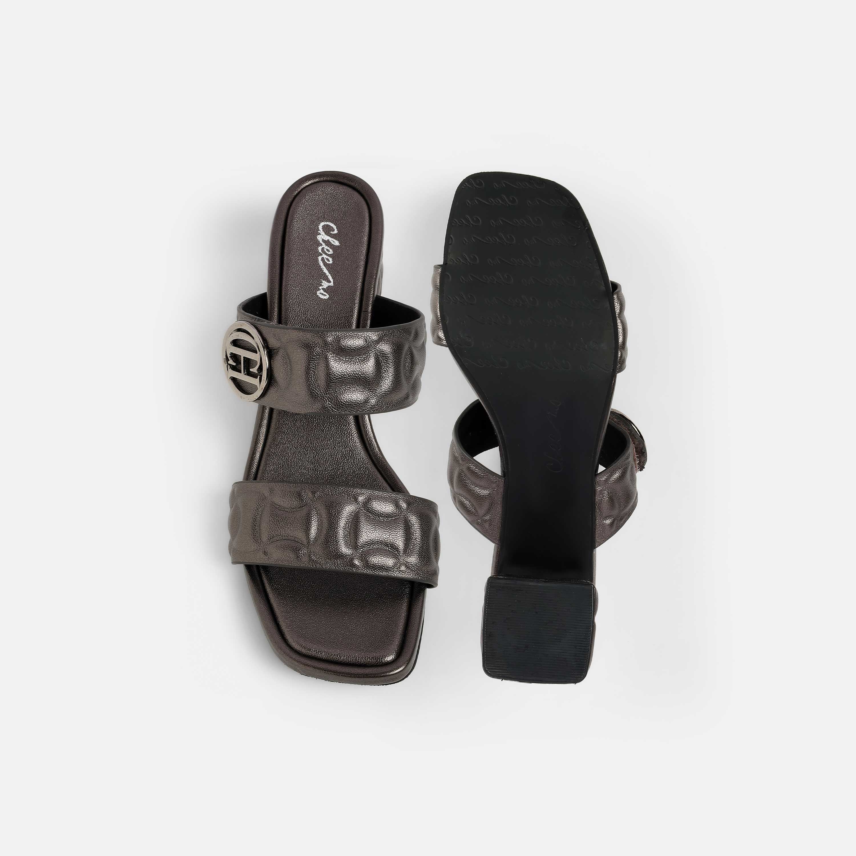 Cheemo Women Gun-metal Casual Slip Ons (SKU: 92-209-29-37)