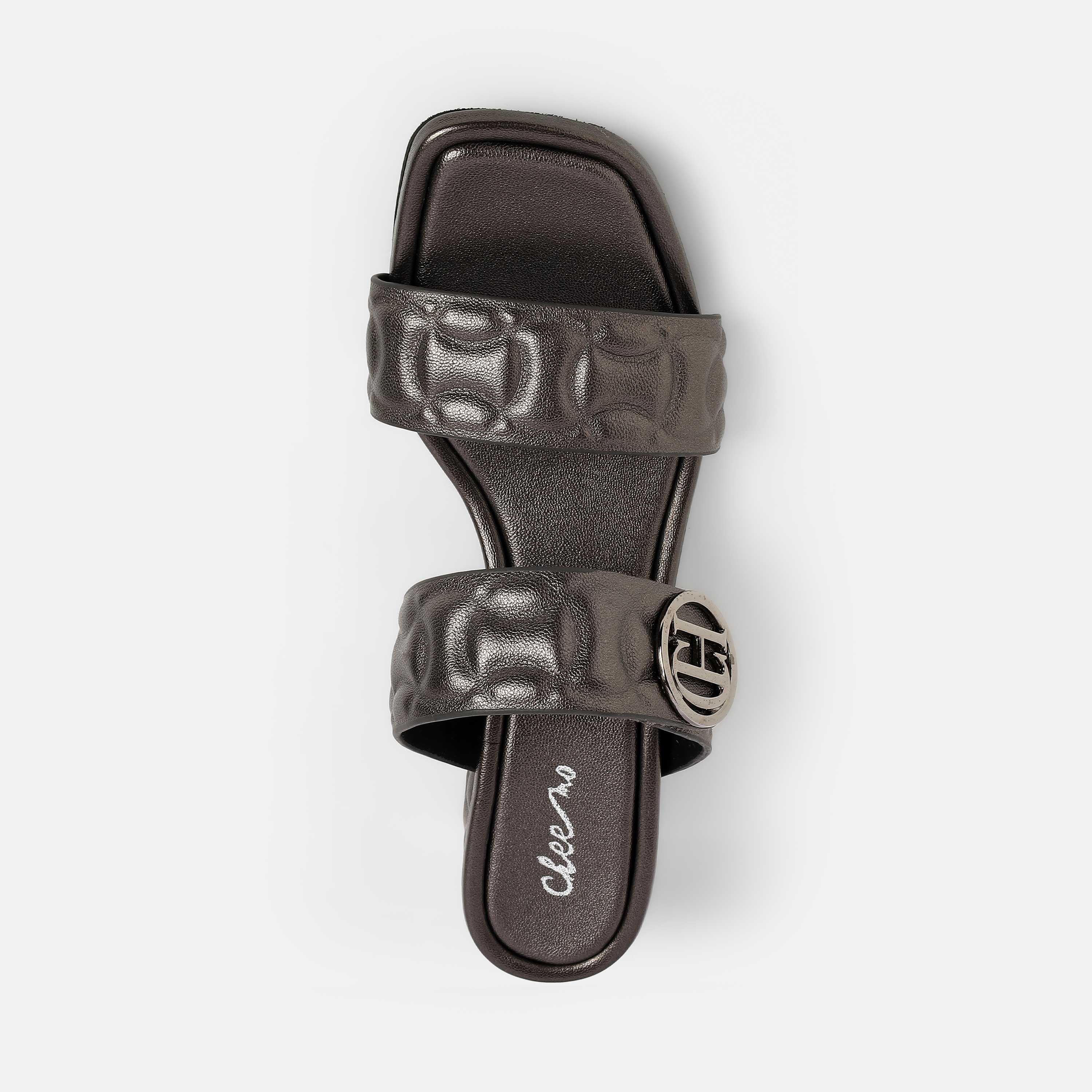 Cheemo Women Gun-metal Casual Slip Ons (SKU: 92-209-29-37)