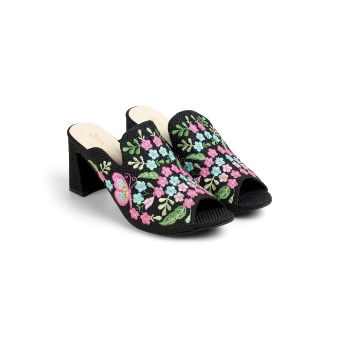 Cheemo Women Black Ethnic Slip Ons (SKU: 92-212-11-36)