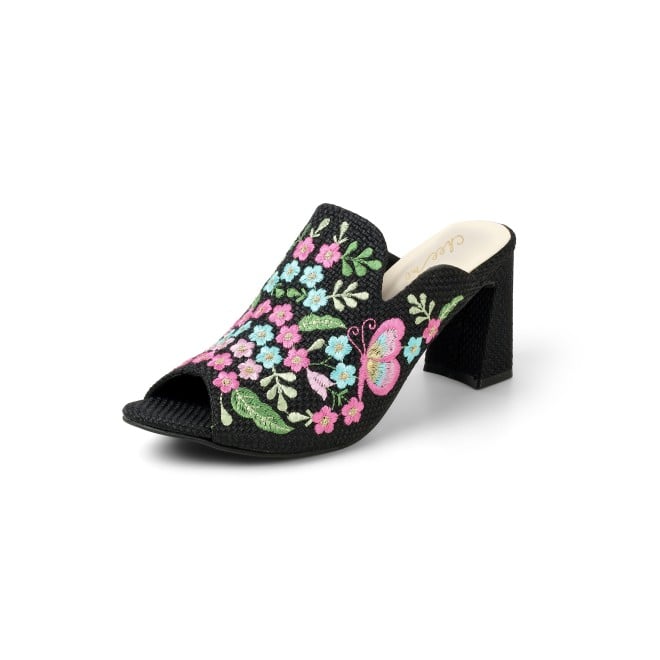 Cheemo Women Black Ethnic Slip Ons (SKU: 92-212-11-36)