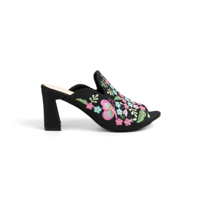 Cheemo Women Black Ethnic Slip Ons (SKU: 92-212-11-36)