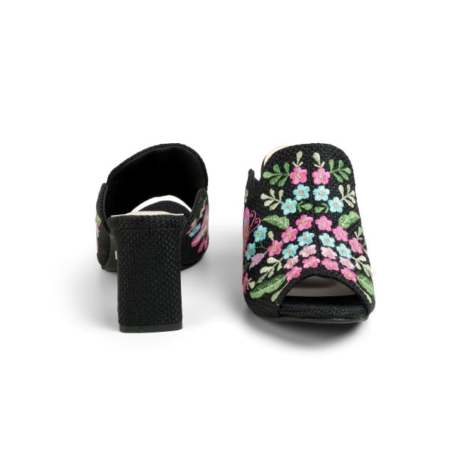Cheemo Women Black Ethnic Slip Ons (SKU: 92-212-11-36)