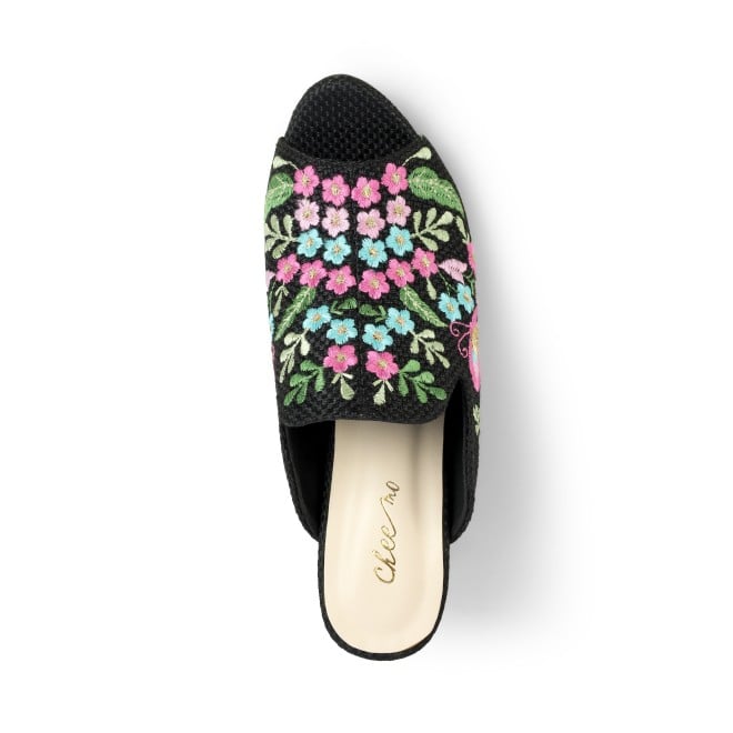 Cheemo Women Black Ethnic Slip Ons (SKU: 92-212-11-36)