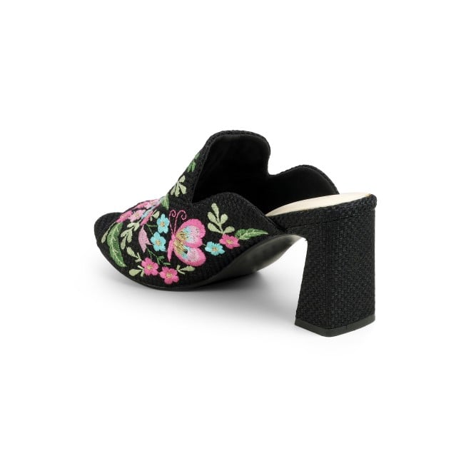 Cheemo Women Black Ethnic Slip Ons (SKU: 92-212-11-36)