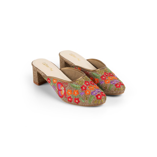 Cheemo Women Antic-gold Ethnic Slip Ons (SKU: 92-214-28-37)