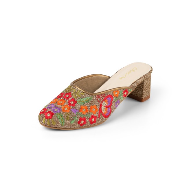 Cheemo Women Antic-gold Ethnic Slip Ons (SKU: 92-214-28-37)