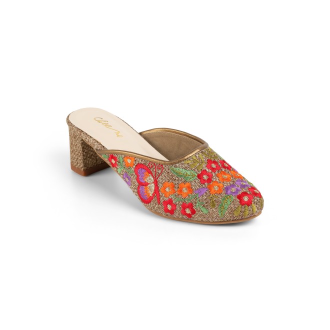 Cheemo Women Antic-gold Ethnic Slip Ons (SKU: 92-214-28-37)