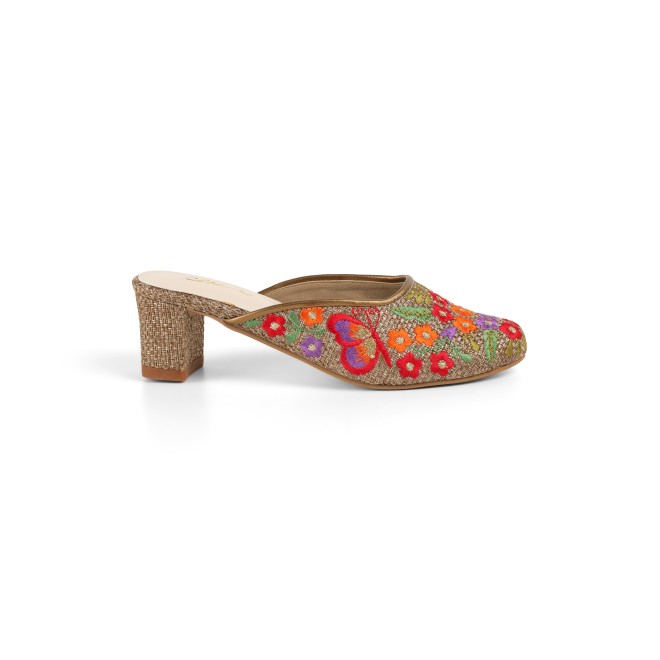 Cheemo Women Antic-gold Ethnic Slip Ons (SKU: 92-214-28-37)