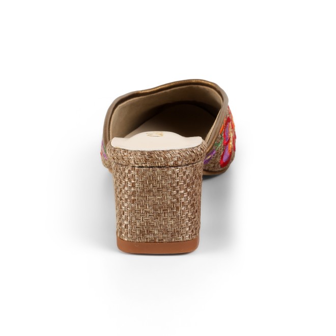 Cheemo Women Antic-gold Ethnic Slip Ons (SKU: 92-214-28-37)