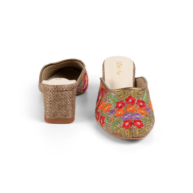 Cheemo Women Antic-gold Ethnic Slip Ons (SKU: 92-214-28-37)