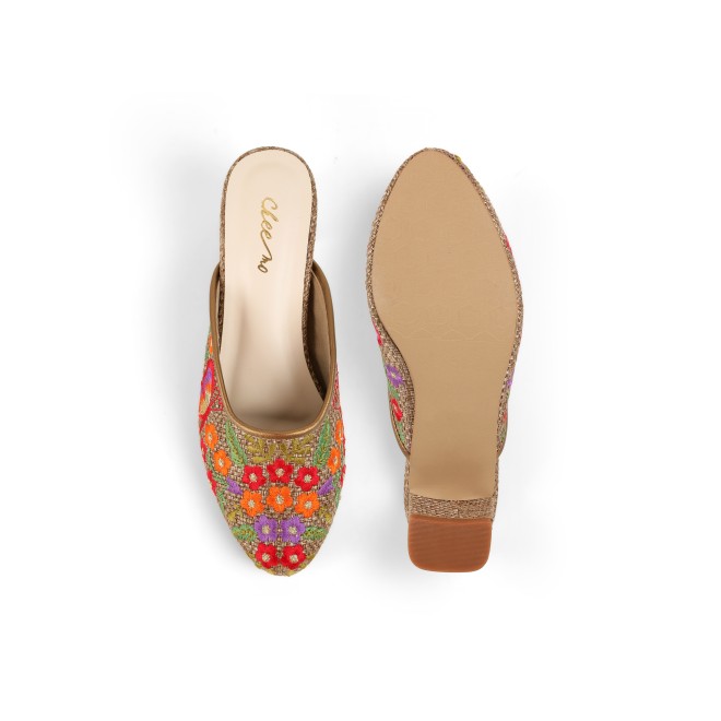 Cheemo Women Antic-gold Ethnic Slip Ons (SKU: 92-214-28-37)
