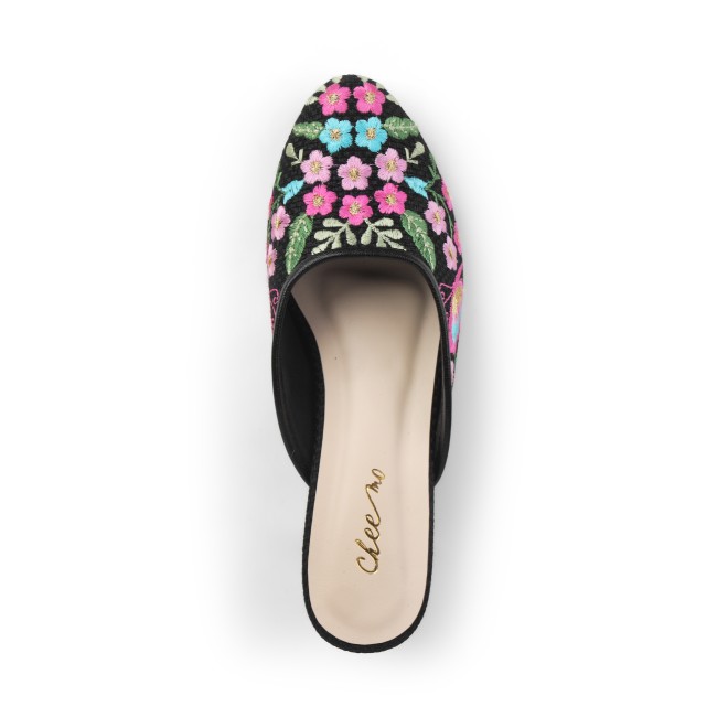 Cheemo Women Black Ethnic Slip Ons (SKU: 92-214-11-37)