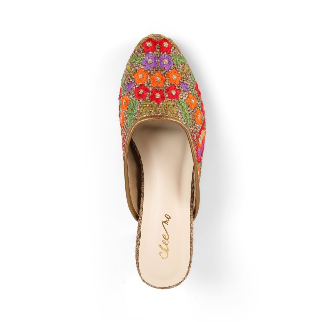 Cheemo Women Antic-gold Ethnic Slip Ons (SKU: 92-214-28-37)