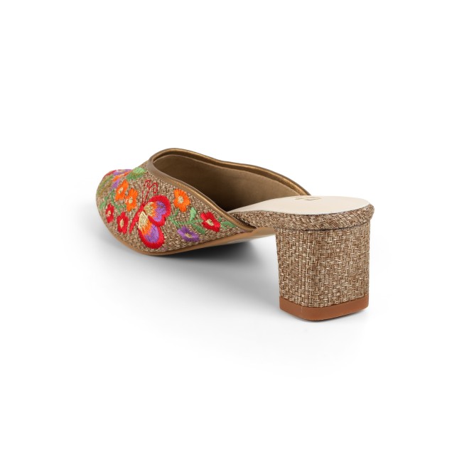 Cheemo Women Antic-gold Ethnic Slip Ons (SKU: 92-214-28-37)