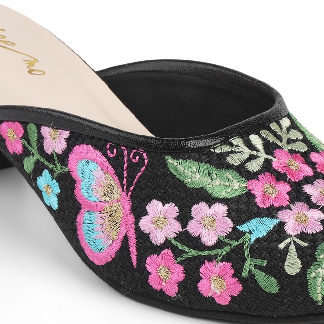 Cheemo Women Black Ethnic Slip Ons (SKU: 92-214-11-37)