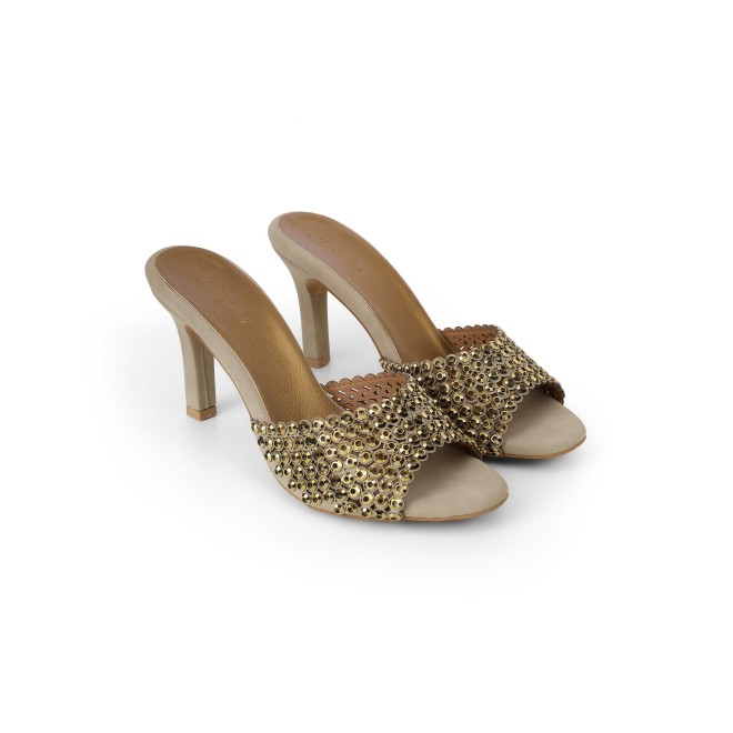 Cheemo Women Antic-gold Party Slip Ons (SKU: 92-215-28-36)