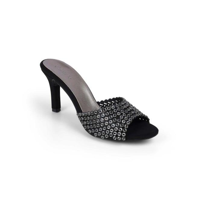 Cheemo Women Black Party Slip Ons