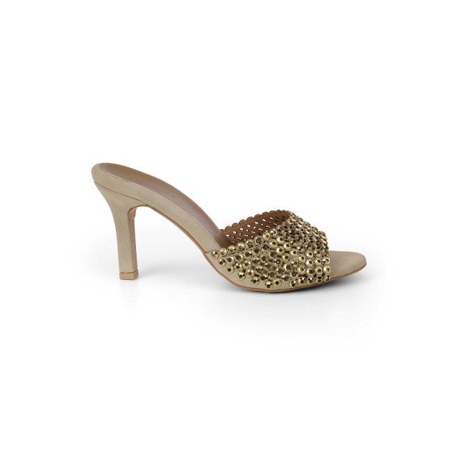 Cheemo Women Antic-gold Party Slip Ons (SKU: 92-215-28-36)