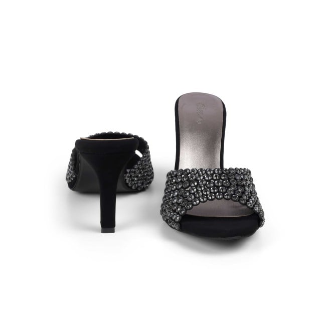 Cheemo Women Black Party Slip Ons (SKU: 92-215-11-36)