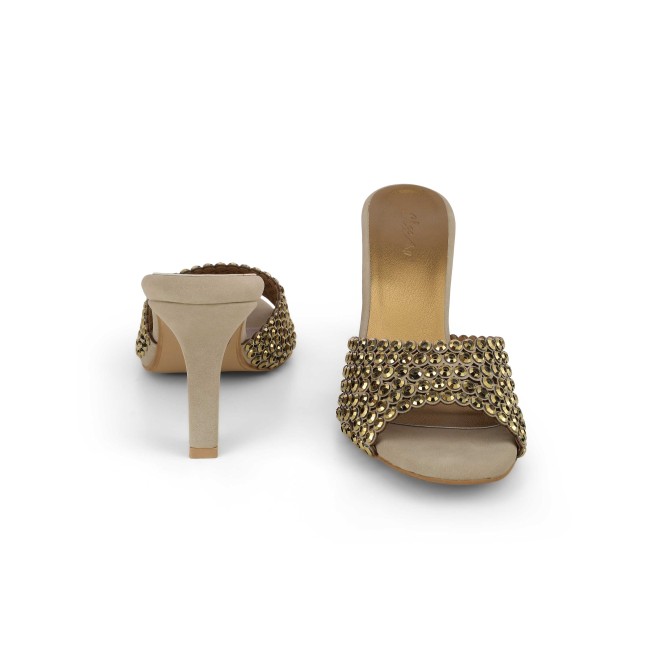 Cheemo Women Antic-gold Party Slip Ons (SKU: 92-215-28-36)