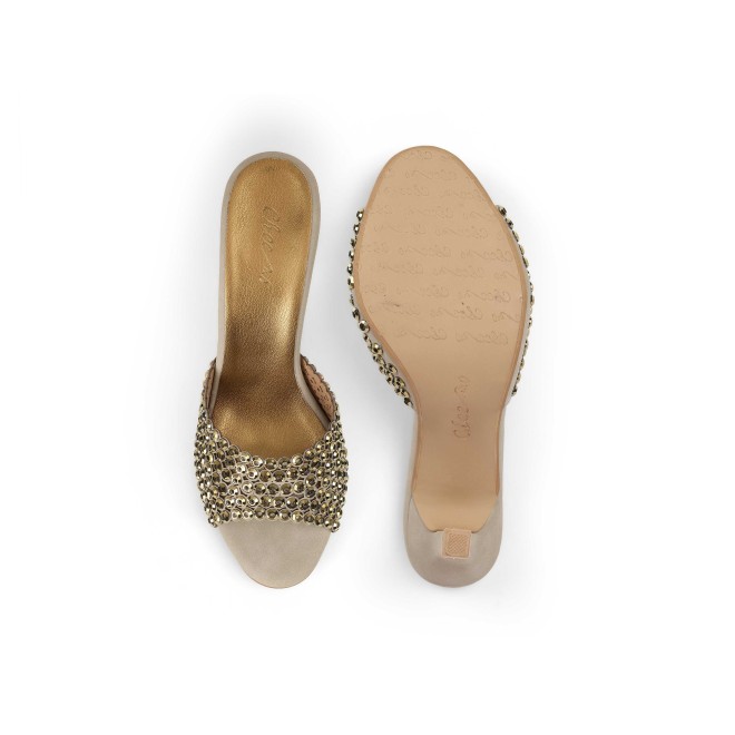 Cheemo Women Antic-gold Party Slip Ons (SKU: 92-215-28-36)