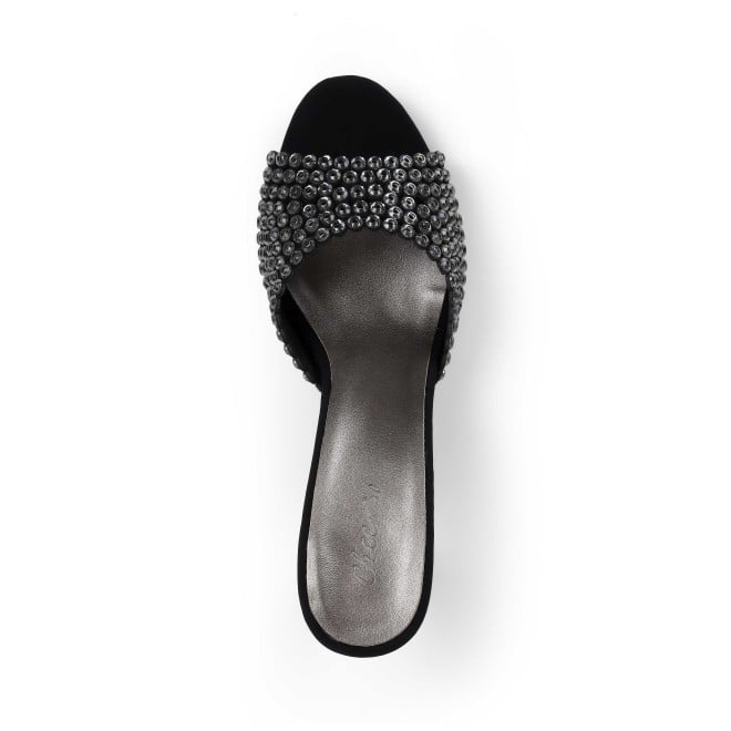 Cheemo Women Black Party Slip Ons (SKU: 92-215-11-36)