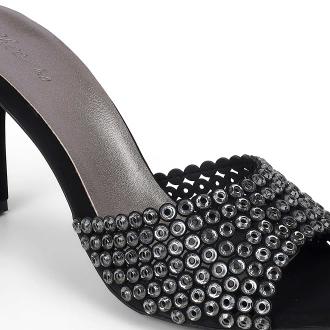 Cheemo Women Black Party Slip Ons (SKU: 92-215-11-36)