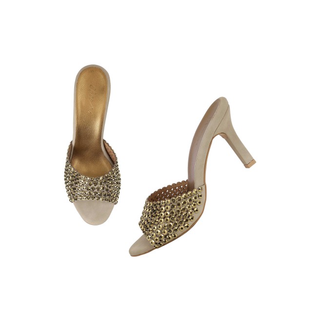 Cheemo Women Antic-gold Party Slip Ons (SKU: 92-215-28-36)