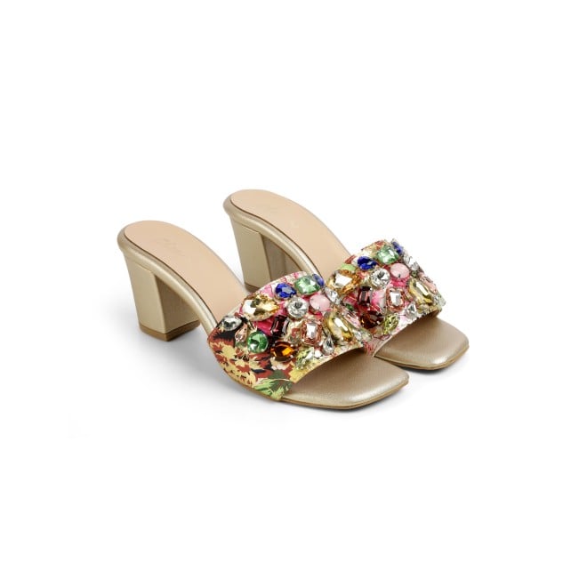 Cheemo Women Gold Ethnic Slip Ons (SKU: 92-216-15-37)