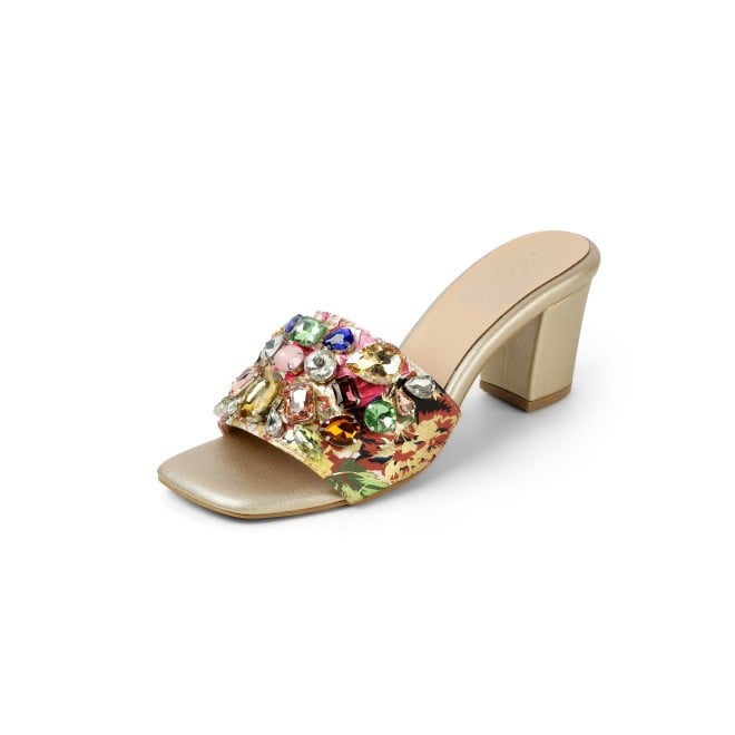 Cheemo Women Gold Ethnic Slip Ons (SKU: 92-216-15-37)