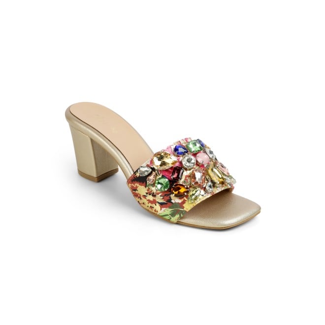Cheemo Women Gold Ethnic Slip Ons (SKU: 92-216-15-37)