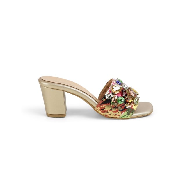 Cheemo Women Gold Ethnic Slip Ons (SKU: 92-216-15-37)