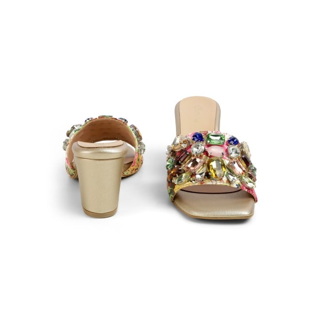 Cheemo Women Gold Ethnic Slip Ons (SKU: 92-216-15-37)