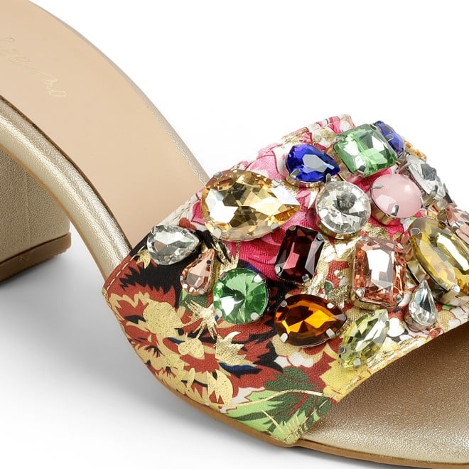 Cheemo Women Gold Ethnic Slip Ons (SKU: 92-216-15-37)
