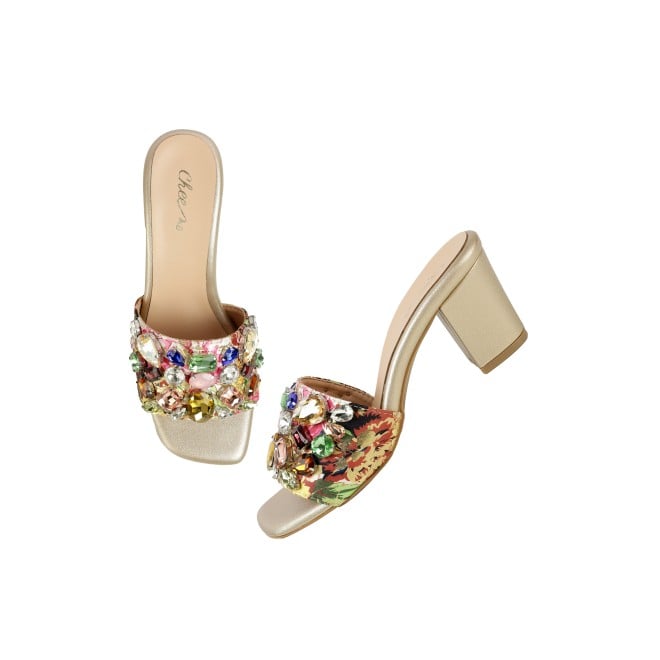 Cheemo Women Gold Ethnic Slip Ons (SKU: 92-216-15-37)