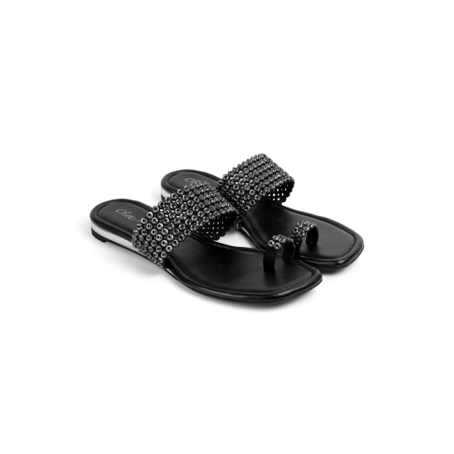 Cheemo Women Black Ethnic Slip Ons (SKU: 92-219-11-36)
