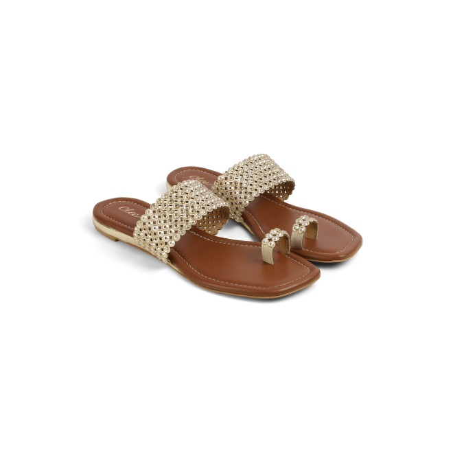 Cheemo Women Gold Ethnic Slip Ons (SKU: 92-219-15-36)