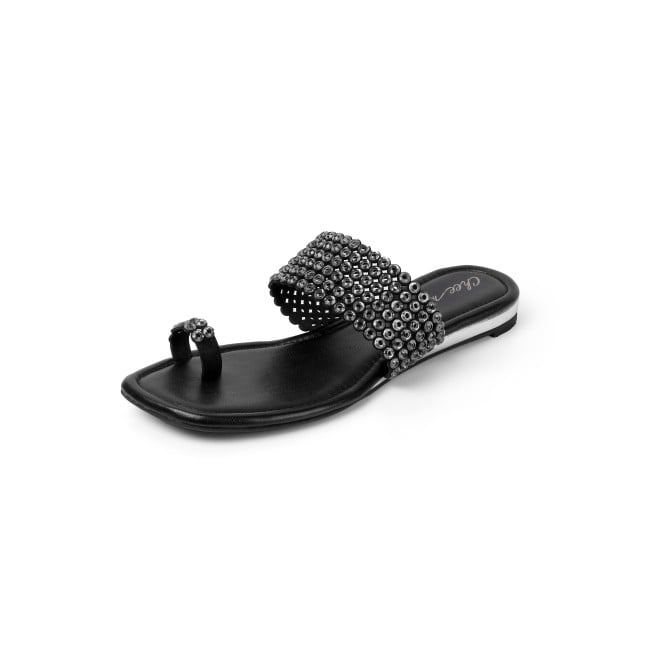 Cheemo Women Black Ethnic Slip Ons (SKU: 92-219-11-36)