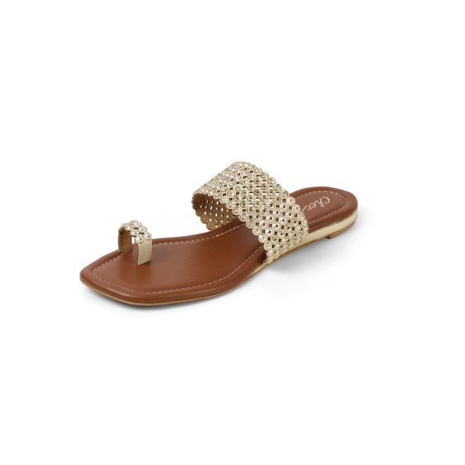 Cheemo Women Gold Ethnic Slip Ons (SKU: 92-219-15-36)