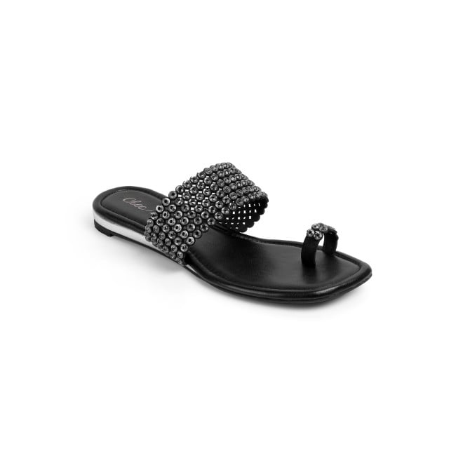 Cheemo Women Black Ethnic Slip Ons (SKU: 92-219-11-36)
