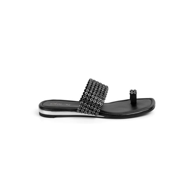 Cheemo Women Black Ethnic Slip Ons (SKU: 92-219-11-36)