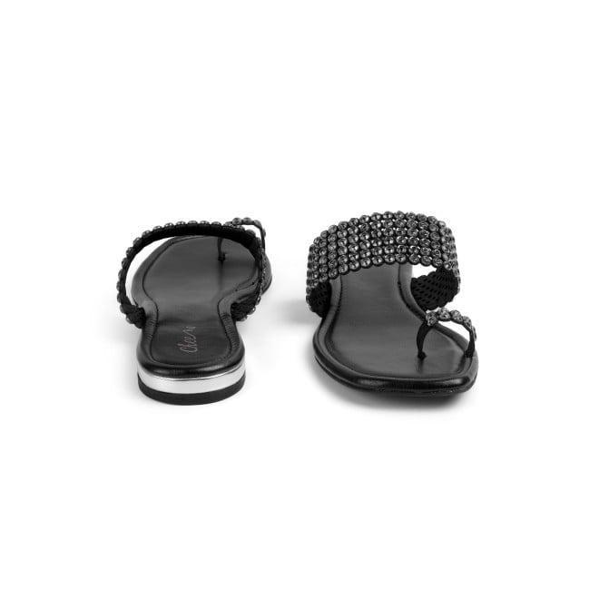 Cheemo Women Black Ethnic Slip Ons (SKU: 92-219-11-36)