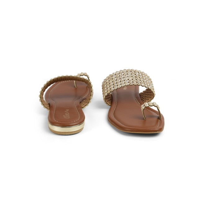 Cheemo Women Gold Ethnic Slip Ons (SKU: 92-219-15-36)