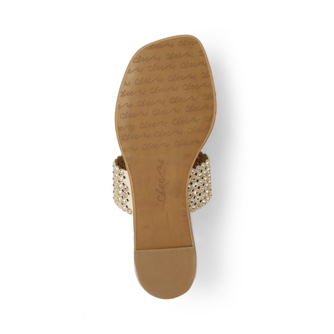 Cheemo Women Gold Ethnic Slip Ons (SKU: 92-219-15-36)